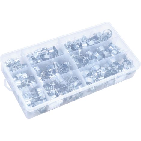 Kit d'assortiment de 135 mini colliers de serrage pour tuyau d'eau en acier au carbone de 8 à 18 mm. (1/5)
