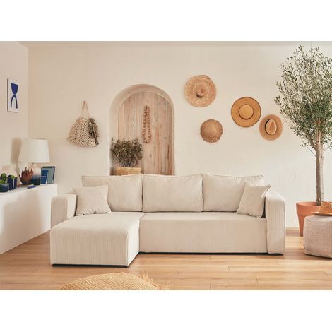Topaze - 4-sitzer beidseitig montierbar - schlaffunktion und bettkasten - cord - beige