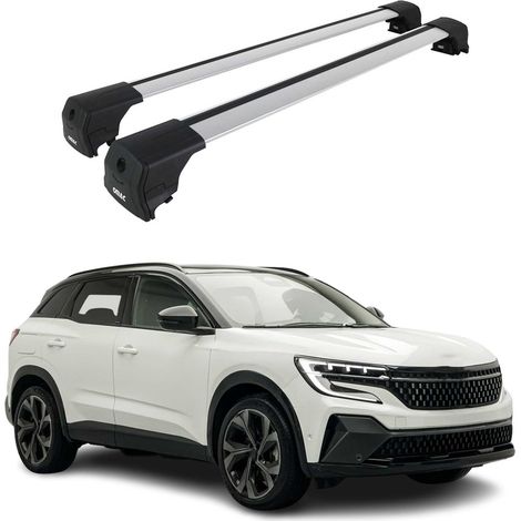 OMAC Barres de toit en aluminium pour Renault Austral 2022-2026 – City Crash – ISO/PAS 11154:2006 – Antivol inclus – Charge max 75 kg – 2 barres Argent