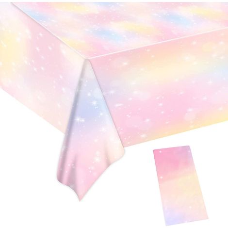 Nappe de fête rectangulaire imperméable multicolore arc-en-ciel 274x137 cm pour anniversaires d'enfants