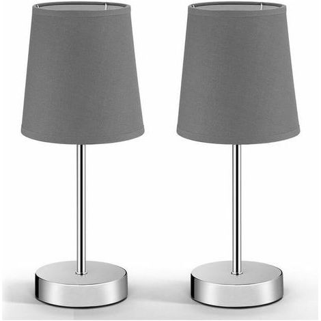 2x Lampes de chevet avec abat-jour anthracite Lampe de table bureau Moderne Maison Déco intérieur(Cendre de chanvre) (1/5)