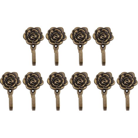 10 Stück Metall-Rosenblumen-Gardinenhalter, Wandhaken zur Dekoration (1/5)