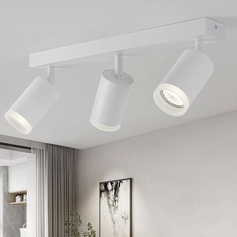 Plafonnier – Spot 3 voies réglable à 350°, GU10 blanc abat-jour en métal antireflet, plafonnier mural industriel pour cuisine, salon, couloir, chambre à coucher (1/5)