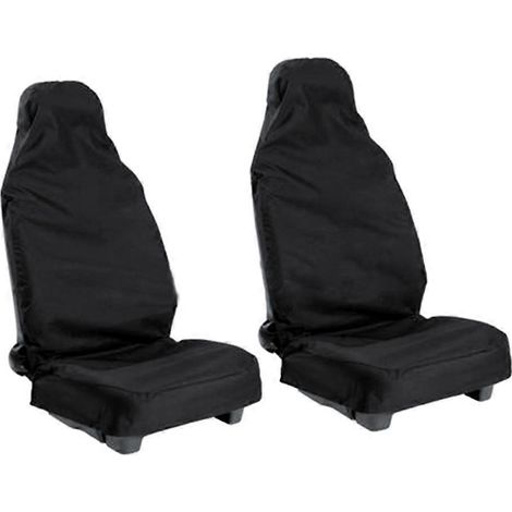 Lot de 2 housses de siège universelles imperméables en nylon pour voiture, fourgonnette (noires)-Black