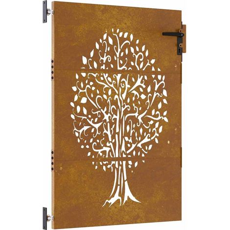 Porte de jardin - Portail de clôture - Portillon de jardin 85x150 cm acier corten Couleur évolue conception de l'arbre fr10196 - Maison La Vie (1/5)