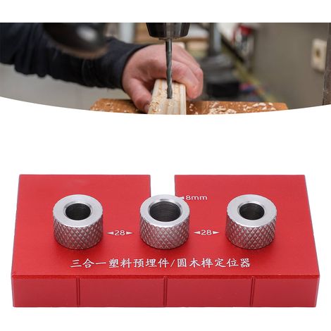 Drei-in-Eins-Bohrpositionierer, integriertes Teil, Bohrpositionierplatte aus Aluminiumlegierung, rot. (1/5)