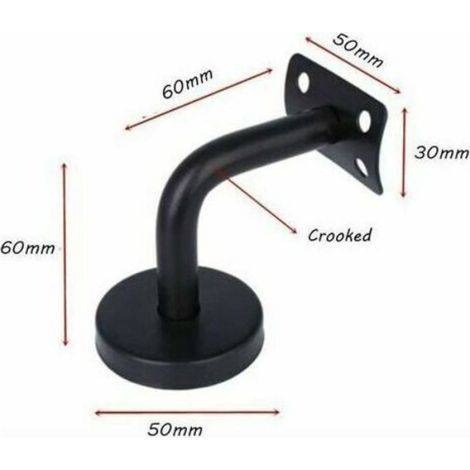 Support De Main Courante - Acier Inoxydable 201 - Noir - 60x60 Mm - Distance Mur 6 Cm - Pour Escaliers Et Couloirs Intérieurs - Lot De 4 (1/4)
