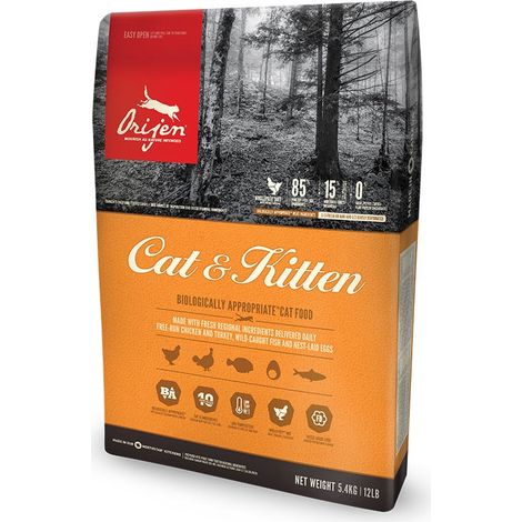 Croquettes Orijen pour chats et chatons, saveur poulet, poisson, dinde, 340 g (1/2)