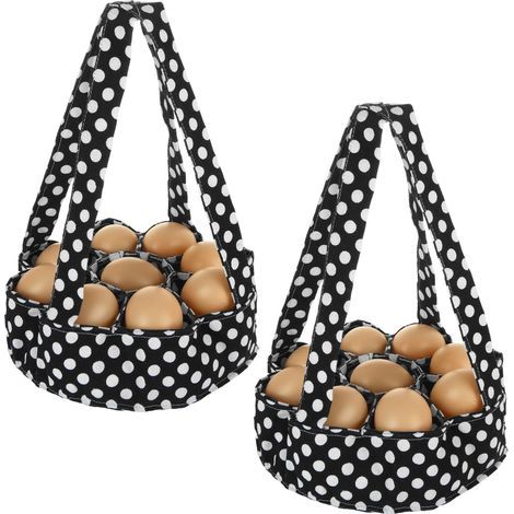 Lot de 2 paniers à œufs, paniers à œufs avec 9 pochettes, mini sacs de collecte d'œufs en toile pour poulet, poule, canard, oie, caille, œufs, ménagère, jardin, transport de stockage (1/4)