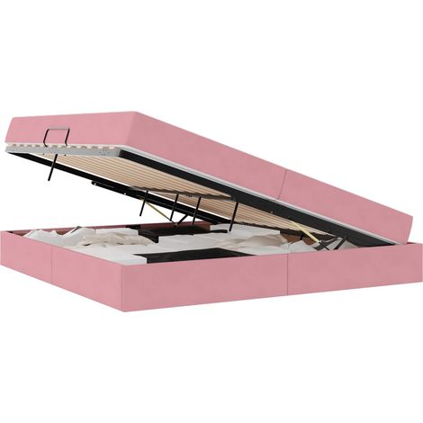 Maison Exclusive - Letto con contenitore e materasso Rosa 200 x 200 cm Velluto