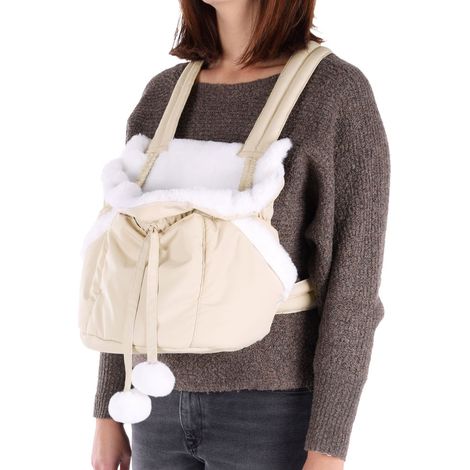 Sac de transport avant Cuddi Beige pour petit chien max 4 kg - Flamingo (1/5)