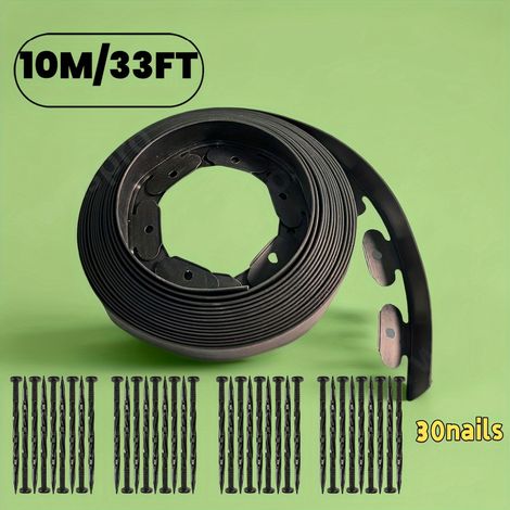 1 Kit : Bordure de pelouse de 10 mètres (avec 30 piquets de fixation) — Hauteur : 5 cm — Séparateur gazon et pierres (1/5)