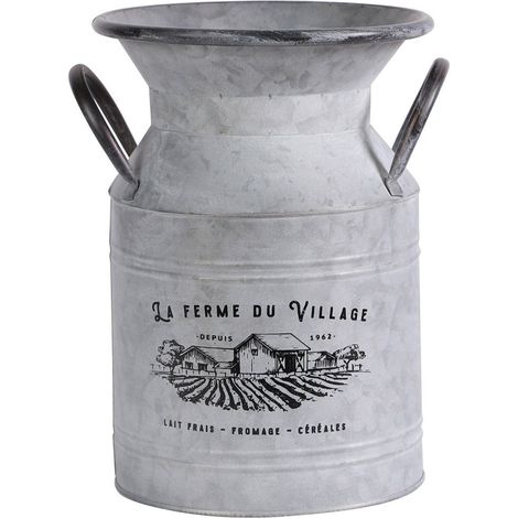 Pot à lait métal effet zinc esprit cottage décoratif (1/5)