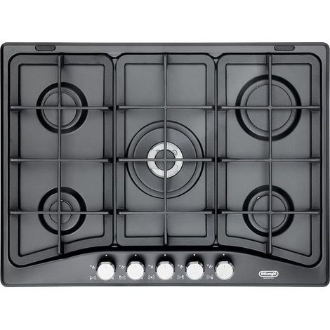 Piano cottura gas PF 57 GH DeLonghi 70 cm 5 bruciatori doppia corona - Antracite (1/3)