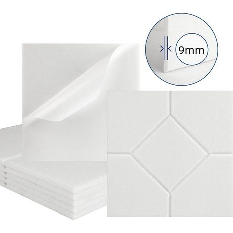 Lot de 12 panneaux acoustiques auto-adhésifs, rembourrage insonorisant en polyester, panneaux muraux insonorisants haute densité, 30 x 30 x 1cm, blanc (1/5)