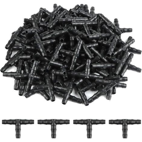 100 Pcs Tee Raccord de Tuyau 4/7mm T Raccord Connecteur PVC d'arrosage Buse d'atomisation Goutte à Goutte Micro Spray Irrigation Joint pour Tuyau Systèmes Automatique Outil (1/5)