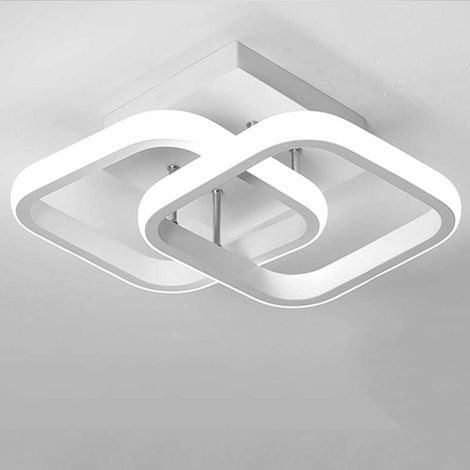 Plafonnier moderne 22 W LED blanc froid 6000 K acrylique plafonnier carré pour couloir, bureau, chambre à coucher, cuisine, salon (blanc) (1/4)