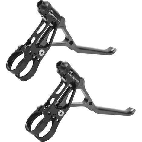 Zweiteilige Rennrad-Bremshebel aus leichter Aluminiumlegierung, einfache CNC-Einstellung für 22,2-mm-Lenker, Schwarz – ultraleicht und hohl (1/5)