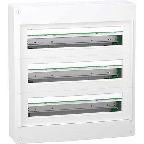 Schneider Electric – Coffret électrique nu 3 rangées – 24 modules – En saillie sans porte – IP30 sans porte, IP40 avec porte – IK08 sans porte, IK09 avec porte (1/3)