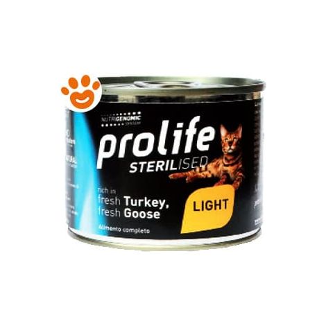 Prolife Cat Sterilized Light Tacchino e Oca  - Prolife Cat Sterilized Light Tacchino e Oca - Lattina Da 200 Gr