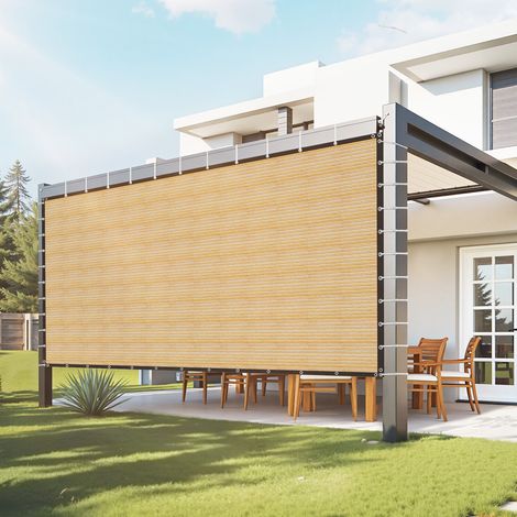 VEVOR 90 % Sonnenschutztuch Sichtschutz Schattenabdeckung (366 x 610 cm) für Pergola mit Edelstahlösen, Sonnensegeltuch mit 160 g/m² HDPE-Material, für Outdoor Terrasse Garten Hinterhof (Beige) (1/5)