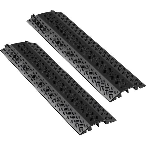VEVOR Rampe de Protection Cables, Lot de 2, Passage de Cable au Sol, Canal 51 x 28 mm, Cache-cables au Sol, Charge 7938 kg, Passe Cable pour Zones a Forte Circulation Pietonne, Interieur, Exterieur