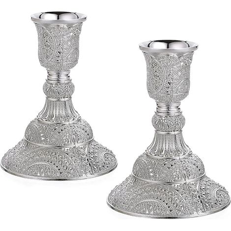 Lot de 20242 bougeoirs, porte-bougies décoratifs de bureau en forme de colonne pour bougies coniques (1/5)