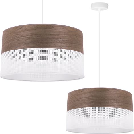 LAMPE À SUSPENSION SIMPLE, ABAT-JOUR EN PLACAGE DE NOYER, 40 CM
