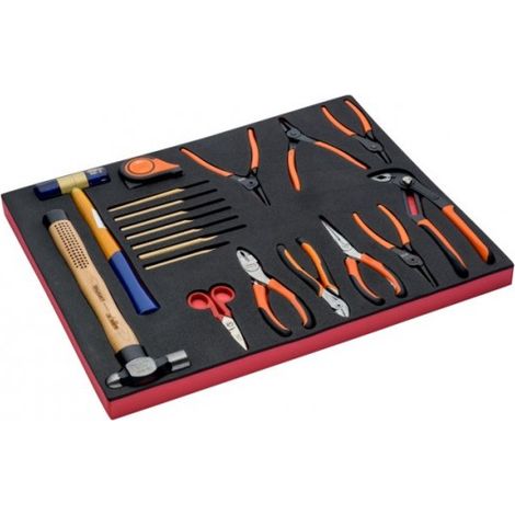 BAHCO - Jeu de mètre ruban/outils de frappe/pinces, module mousse 3/3 Fit&Go - 19 pcs