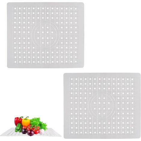 Sink Mat Egouttoir Evier Silicone Tapis D'égouttage évier Cuisine Découpable Protege Convient Tapis évier de Nid d'abeille pour Le Fond d'évier de Cuisine, Couverts et Verrerie(Blanc,2pcs) (1/5)