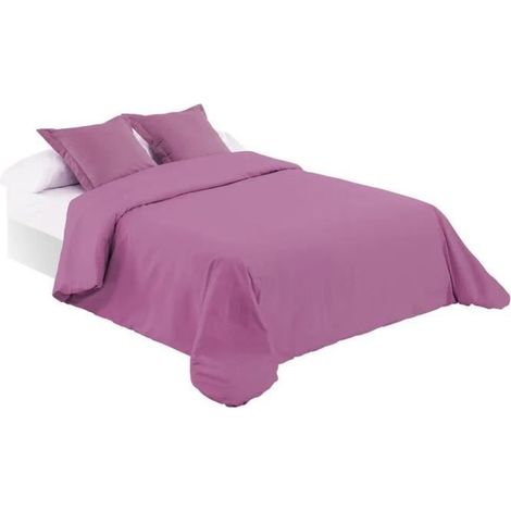 Parure de couette - JUANIO - 260x240 cm - Polyester-coton 52/48 - Anti-acariens - Violet clair (1/3)