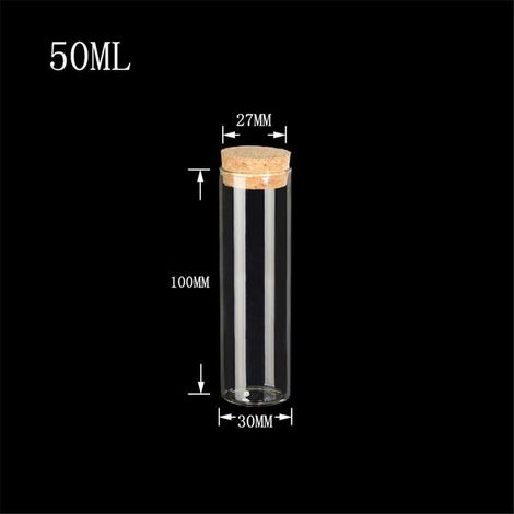 12 Stück durchsichtige Glas-Reagenzgläser mit Korken, 50 ml Fassungsvermögen, 30 mm Außendurchmesser (12, 50 ml) (1/4)