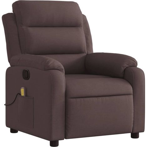 Poltrona relax TV funzione massaggio reclinabile inclinazione manuale in tessuto testa di moro DEC026987