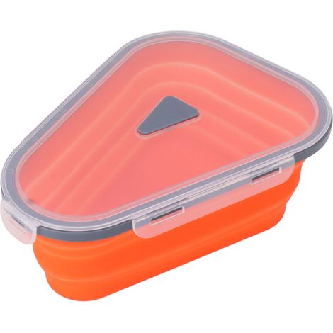 Boîte à pizza extensible et réutilisable avec 5 plateaux micro-ondables en silicone, couleur orange. (1/5)