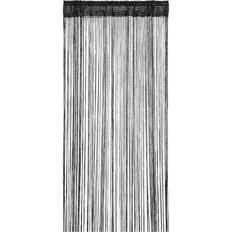 Rideau moustiquaire pour porte extérieure, 90 x 200 cm, noir, à franges de sequins, pour séparer les espaces et décorer les fêtes. (1/5)