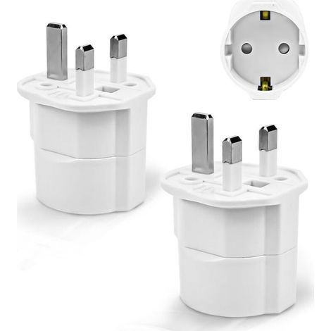 【2 piezas】 Adaptador de enchufe para Reino Unido, adaptador de viaje de Francia a Reino Unido, adaptador de enchufe para Irlanda, Inglaterra, Escocia, Dubái, Malta, adaptador tipo G (blanco) (1/5)