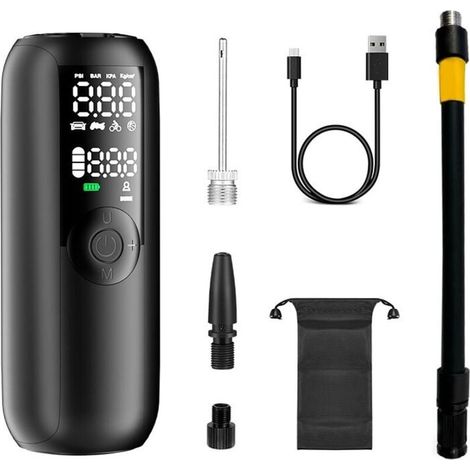 Gonfleur Pneus Voiture,150PSI Pompe a Velo,Compresseur Air Portatif pour Voiture, Vlo, Arrt Automatique avec Valve (1/4)