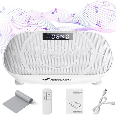 MERACH Vibration Plate, Powered vibration platform with Bluetooth, Resistance band, for full body training, fat burning, muscle building and shaping
