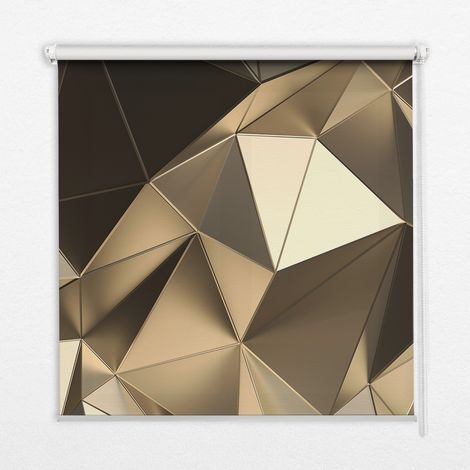 Tenda a Rullo Interna per Finestra - Tenda Filtrante Luce - Tenda Privacy - Tenda Decorativa Rettangolare - Rullo per Interni - (150 cm x 140 cm) - Triangoli d'oro (1/5)