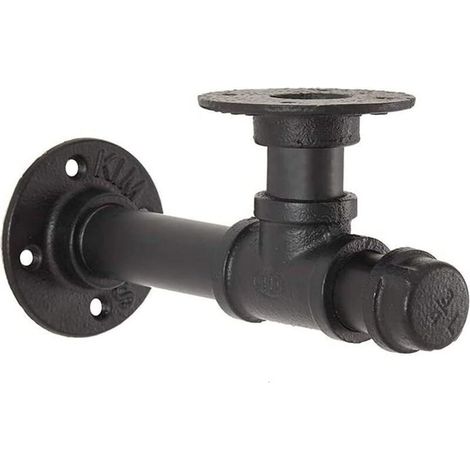 1 pièce, support d'étagère en tuyau, support d'étagère murale de style industriel, support d'étagère noir, support mural décoratif pour décorer la cuisine, le salon, la chambre à coucher (1/4)