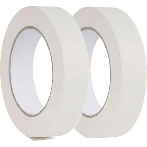 Masking Tape - 15 mm x 50 m - Papier Crépé Adhésif Sans Résidu - Pour Peinture Intérieure Mur Plafond Bois Verre - 2 Rouleaux (1/5)