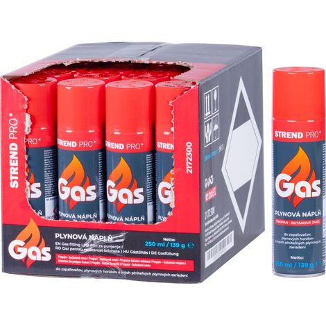 Gas Strend Pro, Propan-Butan, Kartusche 139 g, 250 ml, zum Befüllen, für Feuerzeuge, Sellbox (1/3)