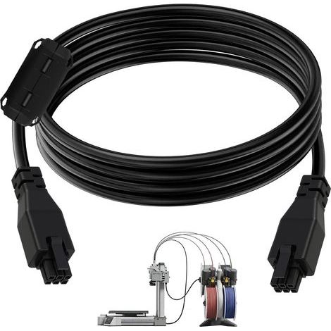 Câble d'extension 6 broches 1,5 m compatible avec Bambu Lab X1/P1 Series, noyau en cuivre 22 AWG avec anneau magnétique AMS pour imprimante 3D P1P/P1S/X1C/X1/X1E (pas pour série A1) (1/5)