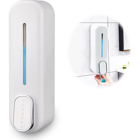 Dispenser di shampoo, dispenser di sapone a parete, dispenser di sapone ricaricabile, dispenser di sapone senza foratura, grande capacità, pompa per sapone a parete, dispenser di sapone piccolo (1/5)