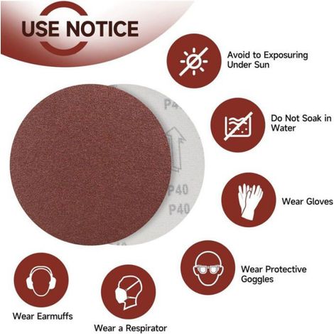 Disque ponçage 180mm - Lot 30 - Grain 40 sans trou - Pour ponceuse murale girafe Aucuneary (1/5)