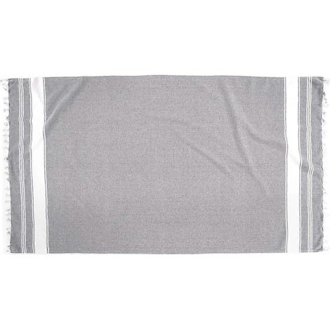 Serviette de plage turque à larges rayures, en coton turc rayé - Pelouse de bain Peshtemal ultra-absorbante et douce, légère et à séchage rapide, grise (1/5)