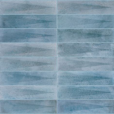 Carrelage effet Zellige 3D Bleu 24,6x6x0,85 cm Montel - Mur intérieur (vendu par carton de 0,5 m²) - RO'MA CARRELAGE