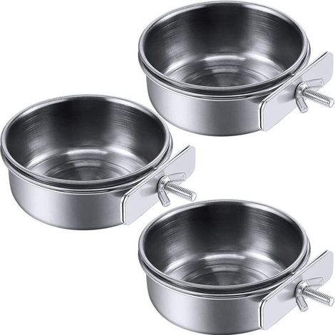 CSPARKV Lot de 3 gamelles à Oiseaux en Acier Inoxydable à Suspendre, Accessoires pour Cage à Oiseaux, Accessoires pour Cage à Rats (10 x 4,5 cm) (1/5)