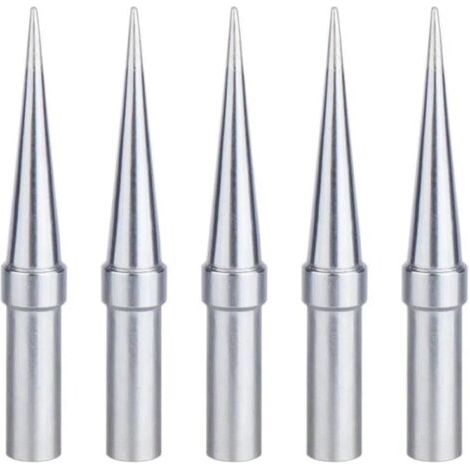 Panne à Souder, 5 Pièces Pointe de Fer à Souder Conico 0,4 mm de Remplacement, Pointes de Soudure Cuivre Plaqué Nickel, Applicable for Weller WESD51 WES51 WES50 (1/5)