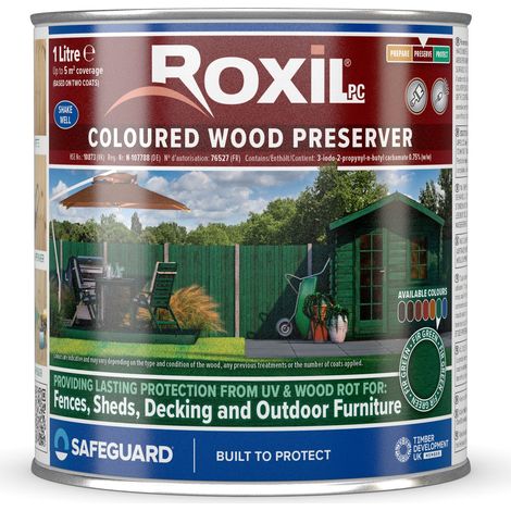 Roxil Wood Stain Preserver (1L Fir Green) 5m Coverage (1/3)